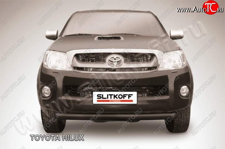 10 299 р. Защита переднего бампера из трубы d76 Slitkoff (радиусная)  Toyota Hilux  AN10,AN20 (2008-2011) 1-ый рестайлинг (Цвет: серебристый)  с доставкой в г. Майкоп