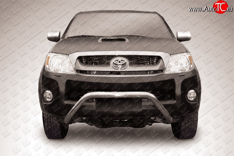 31 849 р. Усиленная защита переднего бампера из трубы диаметром 57 мм Slitkoff  Toyota Hilux  AN10,AN20 (2008-2011) 1-ый рестайлинг (Цвет: нержавеющая полированная сталь)  с доставкой в г. Майкоп