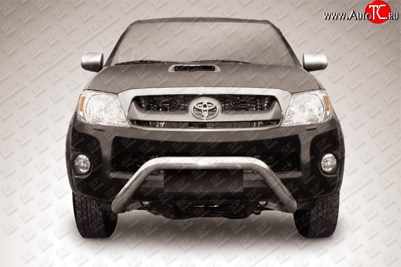 35 549 р. Усиленная защита переднего бампера из трубы диаметром 76 мм Slitkoff  Toyota Hilux  AN10,AN20 (2008-2011) 1-ый рестайлинг (Цвет: нержавеющая полированная сталь)  с доставкой в г. Майкоп