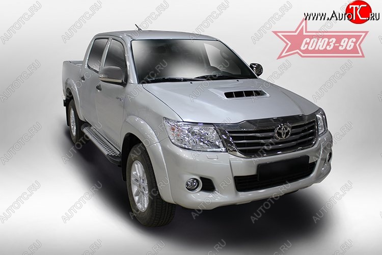 9 899 р. Пороги из алюминиевого профиля Souz-96 Toyota Hilux AN20,AN30  2-ой рестайлинг (2011-2016)  с доставкой в г. Майкоп