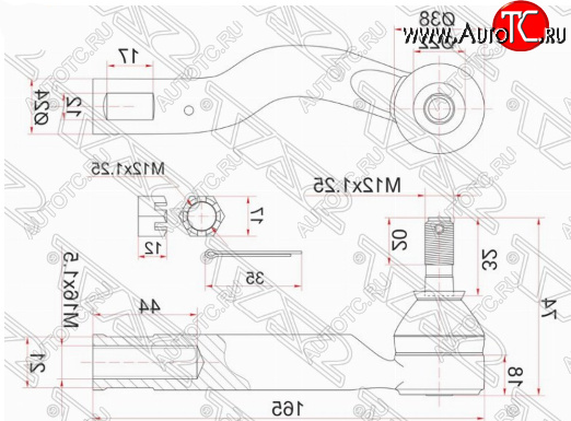 739 р. Правый наконечник рулевой тяги SAT Toyota Ipsum ACM20 дорестайлинг (2001-2003)  с доставкой в г. Майкоп