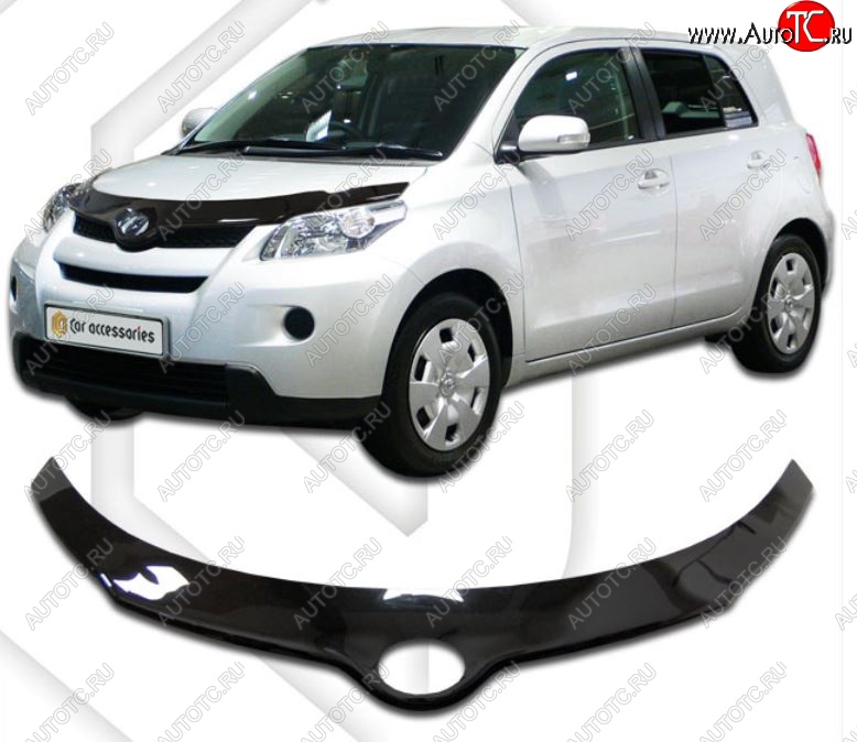 2 399 р. Дефлектор капота CA-Plastiс exclusive Toyota Ist XP110 (2007-2016) (Classic черный, Без надписи)  с доставкой в г. Майкоп