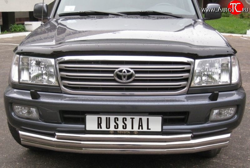 25 999 р. Тройная защита переднего бампера SLITKOFF из труб диаметром по 63 мм Toyota Land Cruiser 100 дорестайлинг (1998-2002)  с доставкой в г. Майкоп
