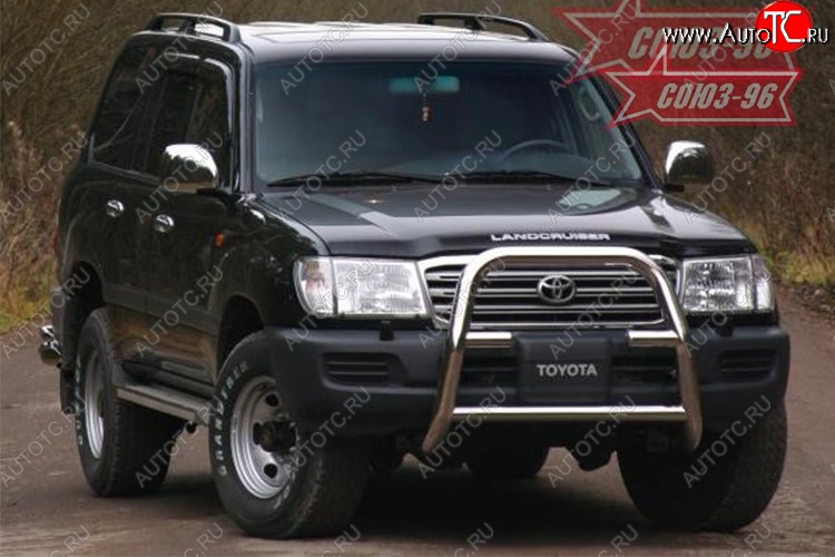 23 039 р. Защита переднего бампера под лебедку Souz-96 (d76) Toyota Land Cruiser 100 дорестайлинг (1998-2002)  с доставкой в г. Майкоп