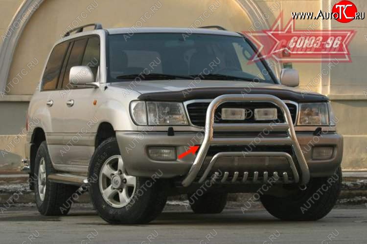 26 819 р. Защита переднего бампера Souz-96 (d76 и 51) Toyota Land Cruiser 100 дорестайлинг (1998-2002)  с доставкой в г. Майкоп