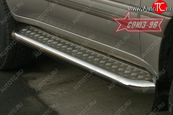 29 069 р. Защита порогов с листом Souz-96 (d76). Toyota Land Cruiser 100 дорестайлинг (1998-2002)  с доставкой в г. Майкоп