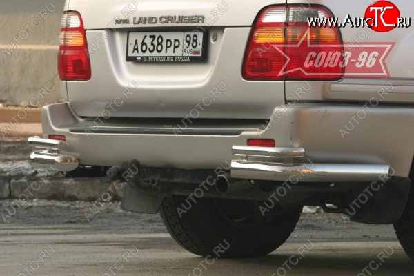 22 454 р. Защита заднего бампера из боковых уголков Souz-96( d76) Toyota Land Cruiser 100 дорестайлинг (1998-2002)  с доставкой в г. Майкоп