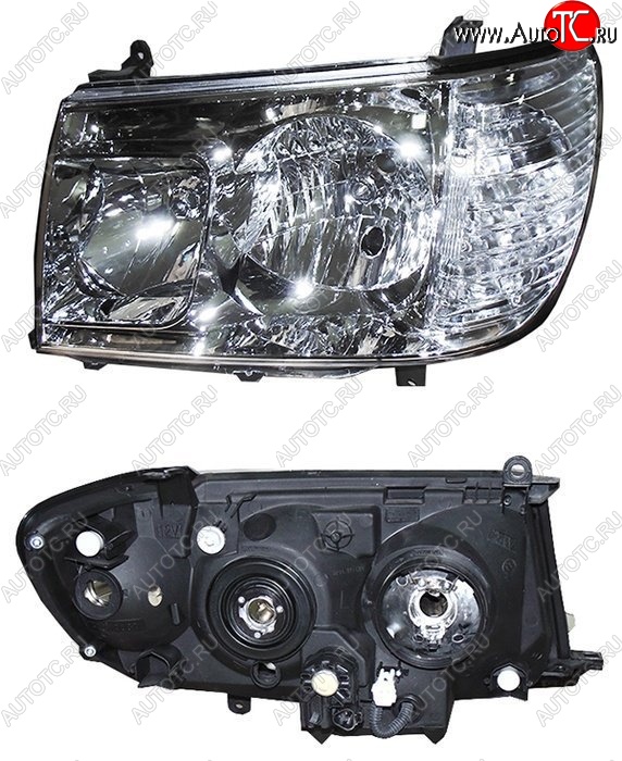 4 399 р. Левая фара SAT (левый руль, цельная, под корректор, под ксенон) Toyota Land Cruiser 10 100 2-ой рестайлинг (2005-2007)  с доставкой в г. Майкоп