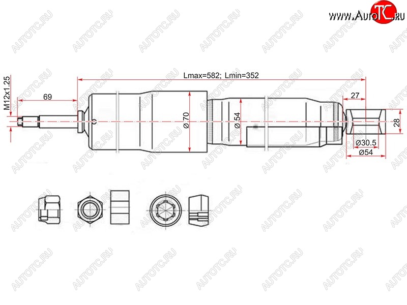 2 579 р. Амортизатор задний LH=RH SAT  Toyota Land Cruiser ( 80,  J105) (1989-2007)  с доставкой в г. Майкоп