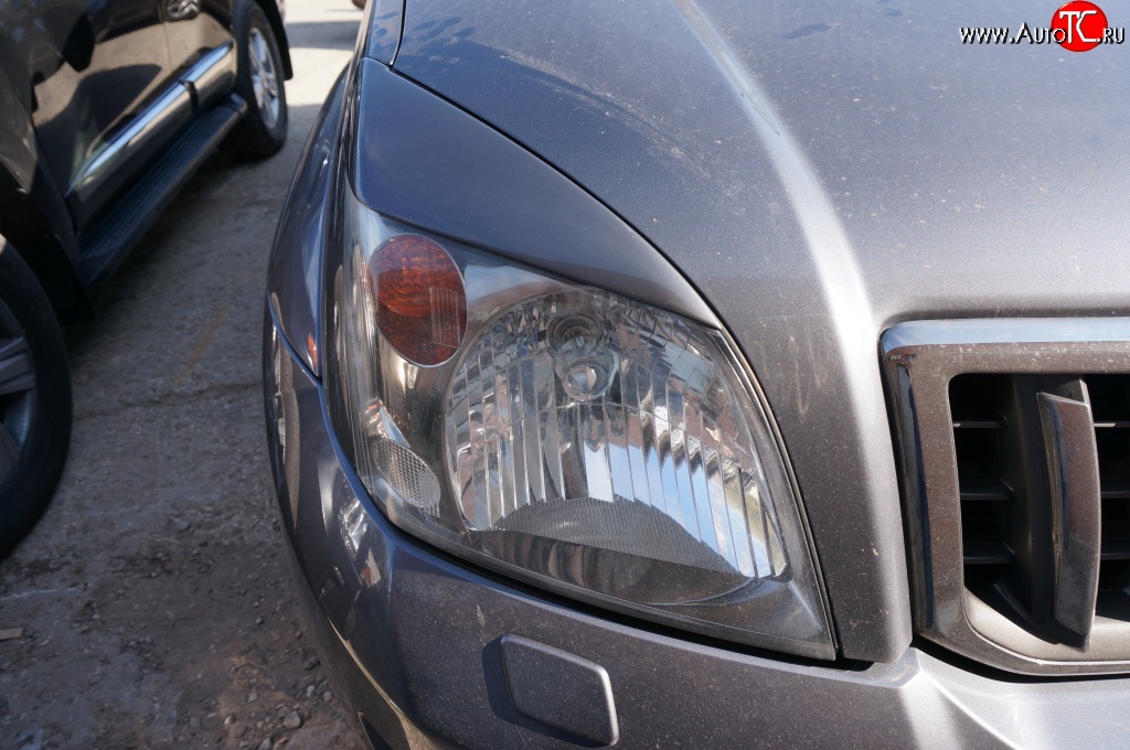 2 249 р. Реснички на фары Sport Toyota Land Cruiser Prado J120 (2002-2009) (Неокрашенные)  с доставкой в г. Майкоп