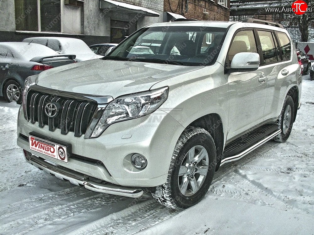 15 799 р. Защита переднего бампера WINBO (Ø76 мм, нержавейка) Toyota Land Cruiser Prado J150 дорестайлинг (2009-2013)  с доставкой в г. Майкоп