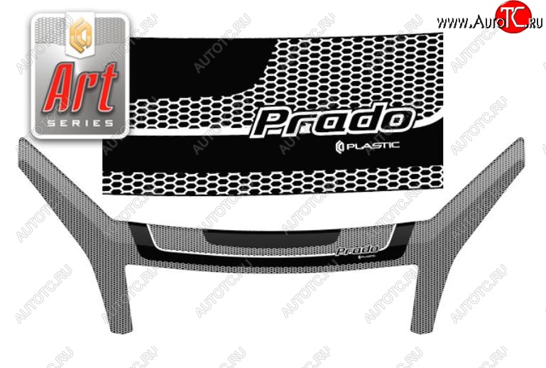 3 199 р. Дефлектор капота CA-Plastic exclusive  Toyota Land Cruiser Prado  J120 (2002-2009) (Серия Art серебро)  с доставкой в г. Майкоп