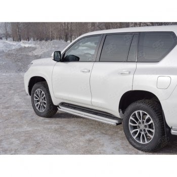 15 999 р. Защита порогов (Ø42 мм, нержавейка) SLITKOFF Toyota Land Cruiser Prado J150 2-ой рестайлинг (2017-2020)  с доставкой в г. Майкоп. Увеличить фотографию 3