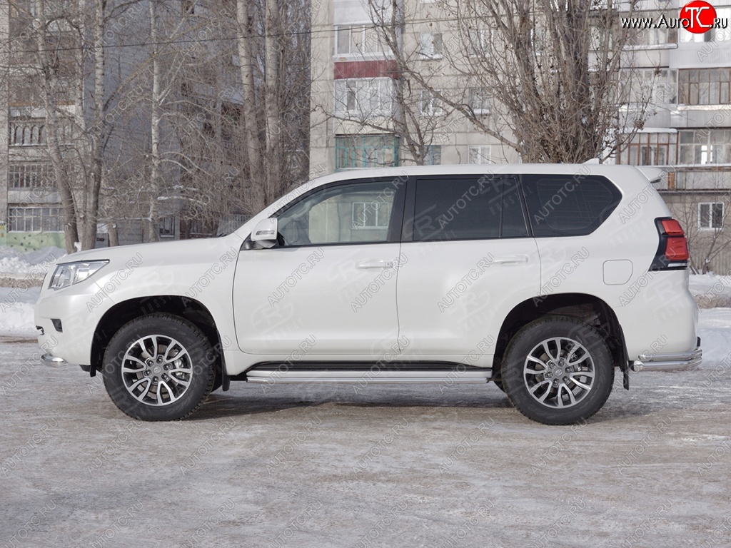 15 999 р. Защита порогов (Ø42 мм, нержавейка) SLITKOFF Toyota Land Cruiser Prado J150 2-ой рестайлинг (2017-2020)  с доставкой в г. Майкоп