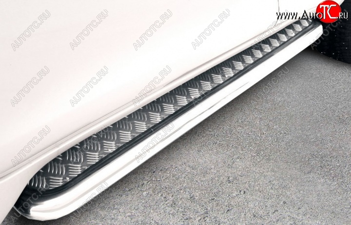 21 449 р. Защита порогов d76 с листом Slitkoff (усиленная)  Toyota Land Cruiser Prado  J150 (2017-2020) 2-ой рестайлинг (Цвет: нержавеющая полированная сталь)  с доставкой в г. Майкоп
