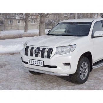 18 399 р. Защита переднего бампера (Ø63 мм, нержавейка) SLITKOFF  Toyota Land Cruiser Prado  J150 (2017-2020) 2-ой рестайлинг  с доставкой в г. Майкоп. Увеличить фотографию 2