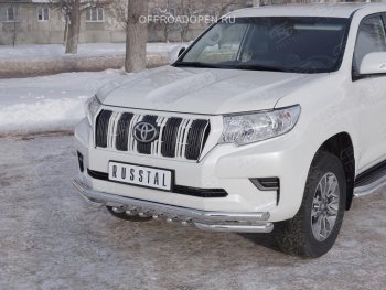 27 999 р. Защита переднего бампера (Ø63 мм c зубами Ø42, нержавейка) SLITKOFF  Toyota Land Cruiser Prado  J150 (2017-2020) 2-ой рестайлинг  с доставкой в г. Майкоп. Увеличить фотографию 2