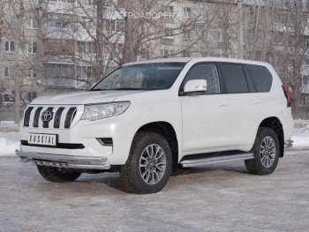 27 999 р. Защита переднего бампера (Ø63 мм c зубами Ø42, нержавейка) SLITKOFF  Toyota Land Cruiser Prado  J150 (2017-2020) 2-ой рестайлинг  с доставкой в г. Майкоп. Увеличить фотографию 4