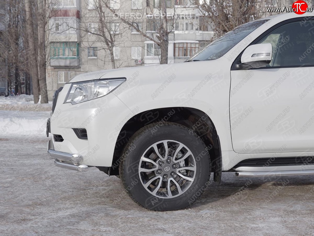 27 999 р. Защита переднего бампера (Ø63 мм c зубами Ø42, нержавейка) SLITKOFF  Toyota Land Cruiser Prado  J150 (2017-2020) 2-ой рестайлинг  с доставкой в г. Майкоп