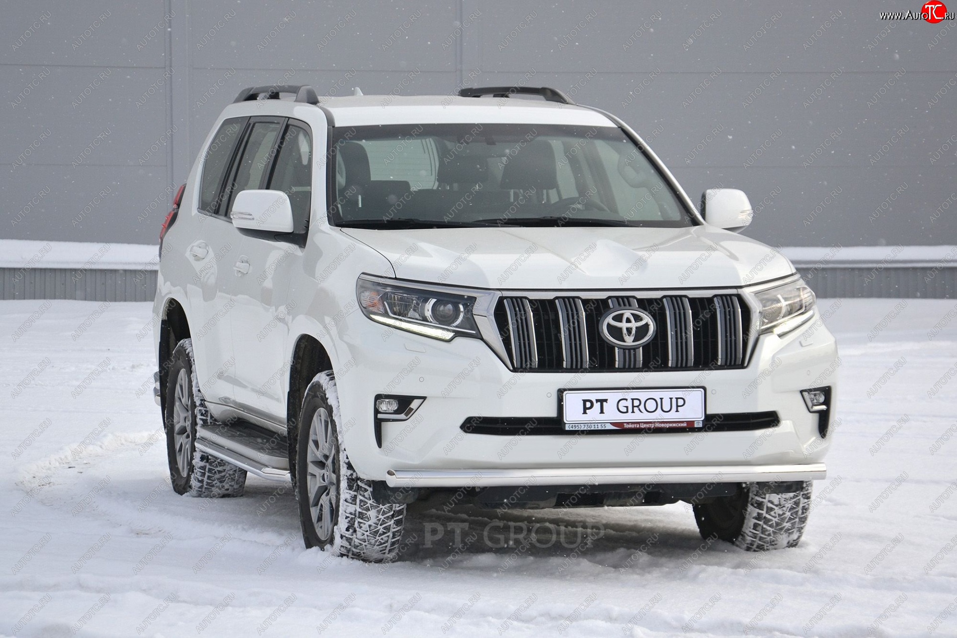 20 699 р. Защита переднего бампера одинарная из трубы d63 мм Petroil Tuning Toyota Land Cruiser Prado J150 2-ой рестайлинг (2017-2020) (Нержавеющая полированная сталь)  с доставкой в г. Майкоп