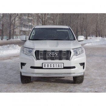 18 999 р. Одинарная защита переднего бампера диаметром 76 мм Toyota Land Cruiser Prado J150 2-ой рестайлинг (2017-2020)  с доставкой в г. Майкоп. Увеличить фотографию 2
