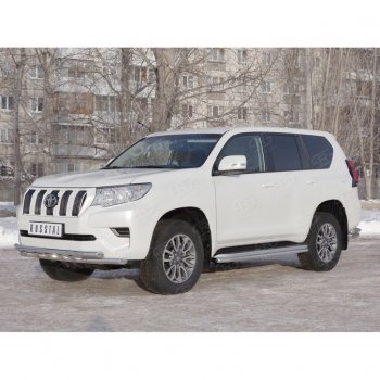 23 999 р. Защита переднего бампера (Ø63 мм с зубьями, нержавейка) SLITKOFF Toyota Land Cruiser Prado J150 2-ой рестайлинг (2017-2020)  с доставкой в г. Майкоп. Увеличить фотографию 3