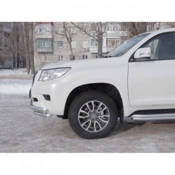 23 899 р. Защита переднего бампера (Ø63 мм с углами, нержавейка) SLITKOFF Toyota Land Cruiser Prado J150 2-ой рестайлинг (2017-2020)  с доставкой в г. Майкоп. Увеличить фотографию 2