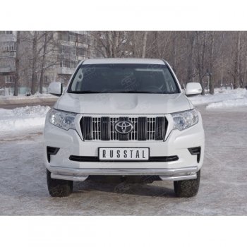 23 899 р. Защита переднего бампера (Ø63 мм с углами, нержавейка) SLITKOFF Toyota Land Cruiser Prado J150 2-ой рестайлинг (2017-2020)  с доставкой в г. Майкоп. Увеличить фотографию 3