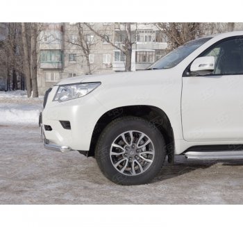 18 649 р. Защита переднего бампера (2 трубыØ76 и 75х42 мм, нержавейка) Russtal Toyota Land Cruiser Prado J150 2-ой рестайлинг (2017-2020)  с доставкой в г. Майкоп. Увеличить фотографию 2