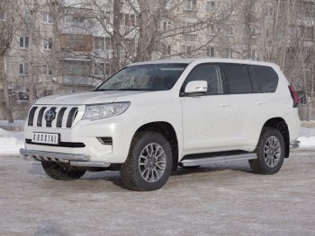 29 549 р. Защита переднего бампера (2 трубы Ø76 мм с зубами, нержавейка) SLITKOFF  Toyota Land Cruiser Prado  J150 (2017-2020) 2-ой рестайлинг  с доставкой в г. Майкоп. Увеличить фотографию 3