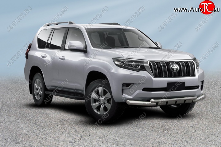 24 649 р. Защита переднего бампера d76/d57 двойная с профильной ЗК  Toyota Land Cruiser Prado  J150 (2017-2020) 2-ой рестайлинг (Цвет: нержавеющая полированная сталь)  с доставкой в г. Майкоп