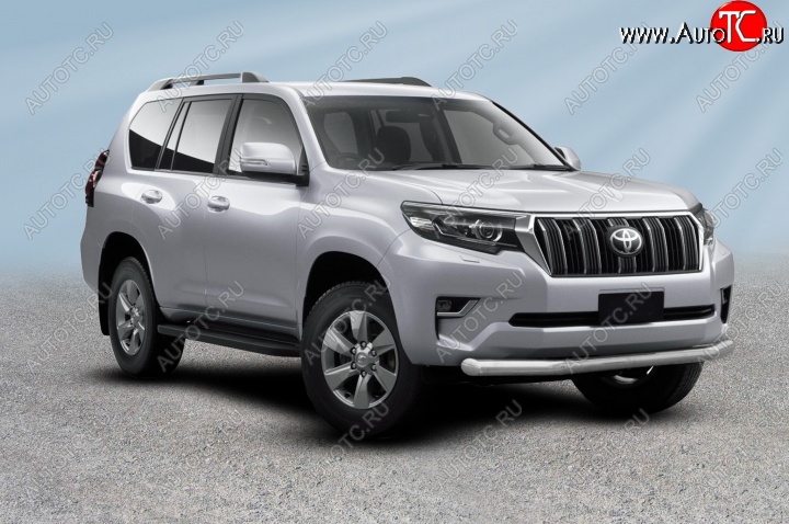 16 349 р. Защита переднего бампера Slitkoff (Ø 76 мм)  Toyota Land Cruiser Prado  J150 (2017-2020) 2-ой рестайлинг (Нержавеющая сталь)  с доставкой в г. Майкоп