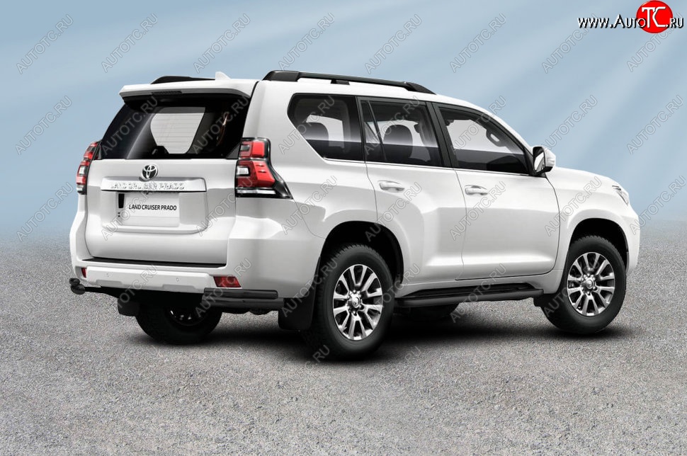 11 399 р. Защита заднего бампера Slitkoff (уголки из 2 труб d76 и 42 мм)  Toyota Land Cruiser Prado  J150 (2017-2020) 2-ой рестайлинг (Сталь с полимерным покрытием. Цвет: чёрный)  с доставкой в г. Майкоп