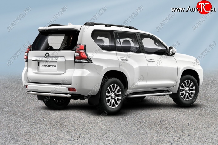 11 799 р. Защита заднего бампера Slitkoff (Ø 57 мм, короткая)  Toyota Land Cruiser Prado  J150 (2017-2020) 2-ой рестайлинг (Нержавеющая сталь)  с доставкой в г. Майкоп