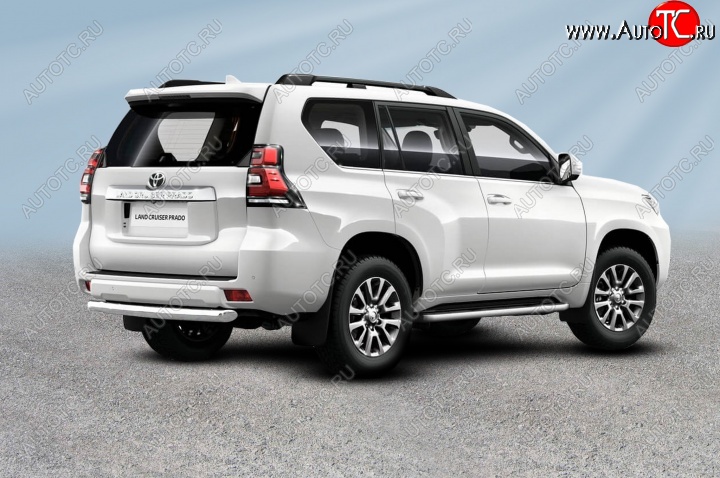 13 849 р. Защита заднего бампера Slitkoff (Ø 76 мм, короткая)  Toyota Land Cruiser Prado  J150 (2017-2020) 2-ой рестайлинг (Нержавеющая сталь)  с доставкой в г. Майкоп