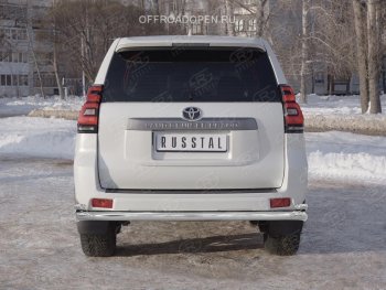 22 899 р. Защита заднего бампера (2 трубы Ø63 и 42 мм с углами, нержавейка) SLITKOFF  Toyota Land Cruiser Prado  J150 (2017-2020) 2-ой рестайлинг  с доставкой в г. Майкоп. Увеличить фотографию 4