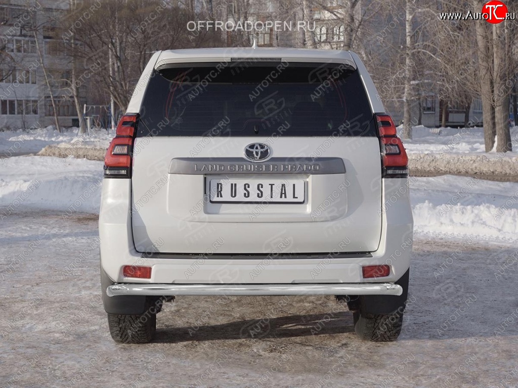 20 349 р. Защита заднего бампера (Ø63 мм, нержавейка) SLITKOFF  Toyota Land Cruiser Prado  J150 (2017-2020) 2-ой рестайлинг  с доставкой в г. Майкоп