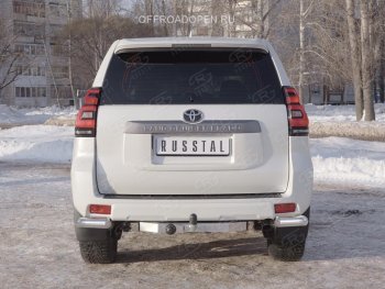 10 999 р. Защита заднего бампера (Ø76 мм уголки, нержавейка) SLITKOFF  Toyota Land Cruiser Prado  J150 (2017-2020) 2-ой рестайлинг  с доставкой в г. Майкоп. Увеличить фотографию 2