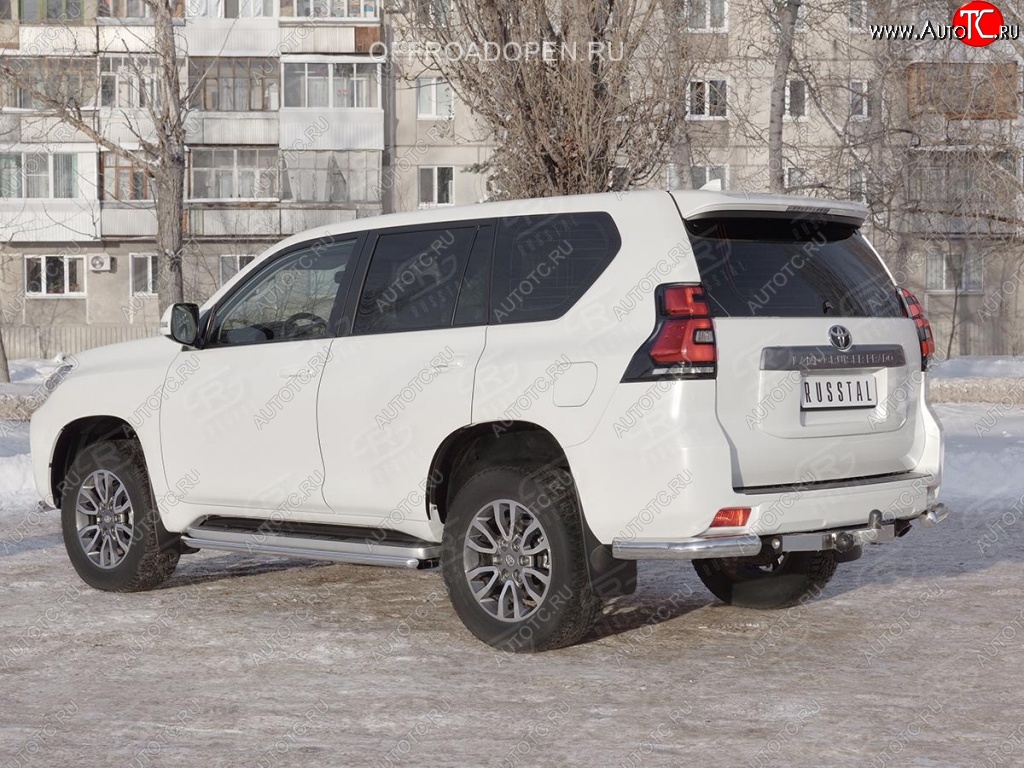 10 999 р. Защита заднего бампера (Ø76 мм уголки, нержавейка) SLITKOFF  Toyota Land Cruiser Prado  J150 (2017-2020) 2-ой рестайлинг  с доставкой в г. Майкоп