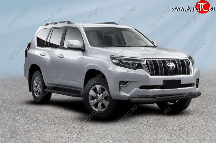 13 499 р. Защита переднего бампера Slitkoff (Ø 76+Ø 57 мм, двойная).  Toyota Land Cruiser Prado  J150 (2017-2020) 2-ой рестайлинг (Сталь с полимерным покрытием. Цвет: черный)  с доставкой в г. Майкоп