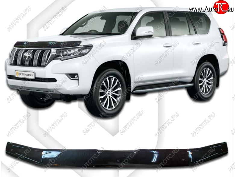 2 199 р. Дефлектор капота CA-Plastic Toyota Land Cruiser Prado J150 2-ой рестайлинг (2017-2020) (Classic черный, Без надписи)  с доставкой в г. Майкоп