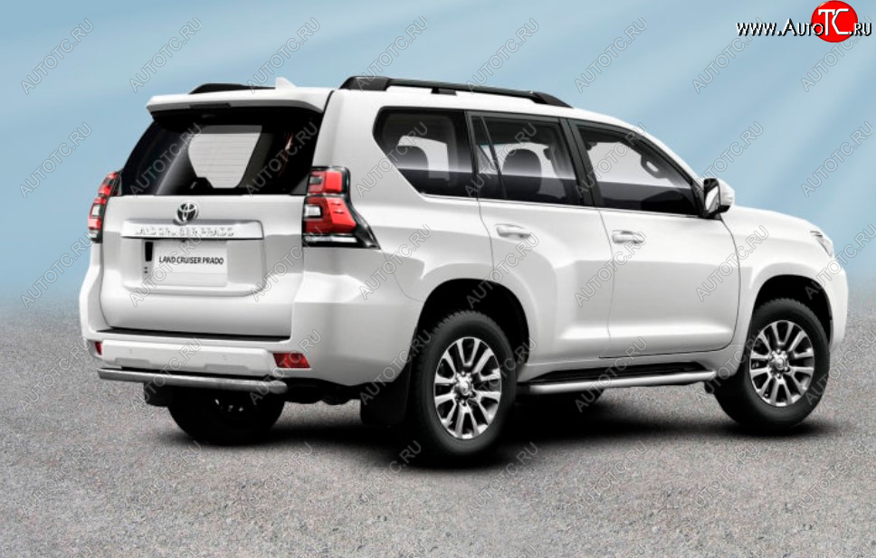 8 249 р. Защита заднего бампера Slitkoff (Ø 57 мм, короткая)  Toyota Land Cruiser Prado  J150 (2017-2020) 2-ой рестайлинг (Сталь с полимерным покрытием. Цвет: серебристый)  с доставкой в г. Майкоп