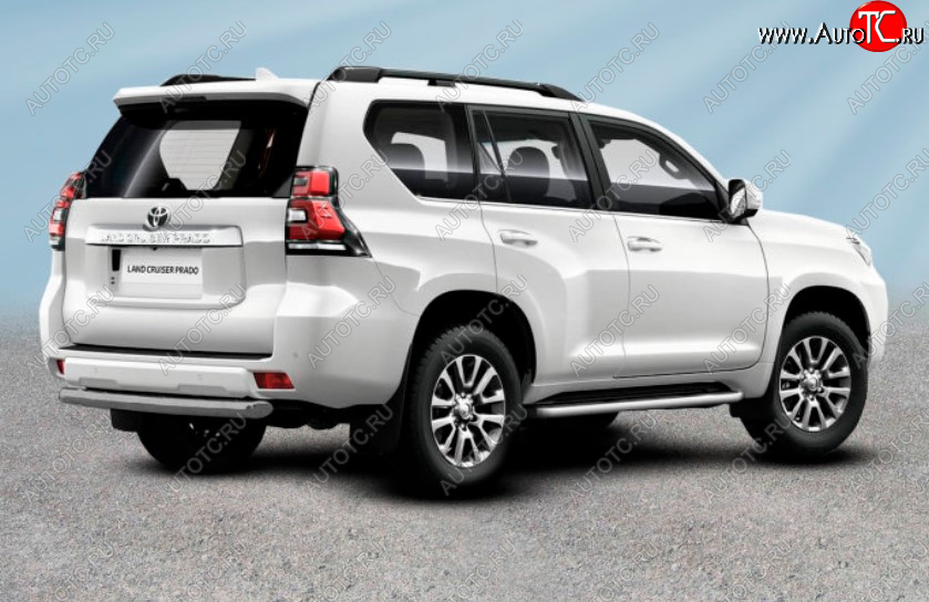 9 699 р. Защита заднего бампера Slitkoff (Ø 76 мм, короткая)  Toyota Land Cruiser Prado  J150 (2017-2020) 2-ой рестайлинг (Сталь с полимерным покрытием. Цвет: серебристый)  с доставкой в г. Майкоп