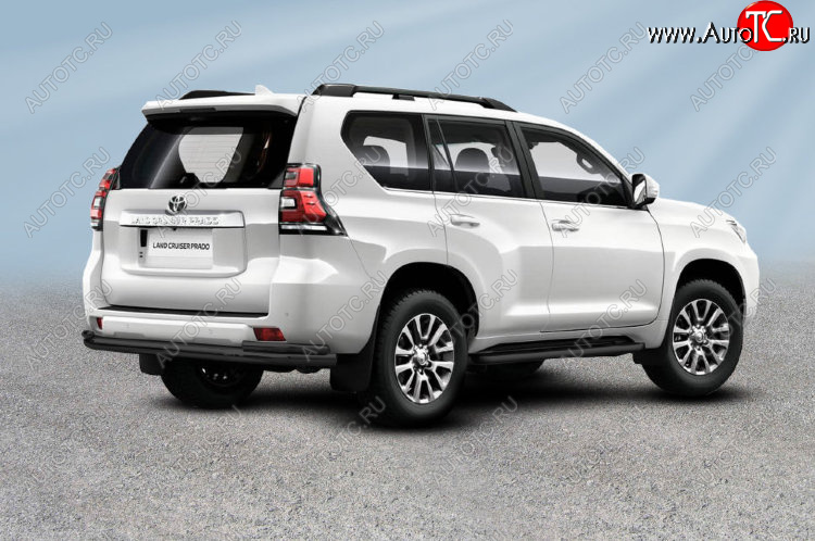 13 499 р. Защита заднего бампера Slitkoff (Ø 76+Ø 42, двойная)  Toyota Land Cruiser Prado  J150 (2017-2020) 2-ой рестайлинг (Сталь с полимерным покрытием. Цвет: черный)  с доставкой в г. Майкоп