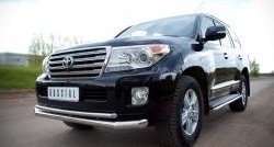 Защита переднего бампера (2 трубыØ76 и 42 мм, нержавейка) SLITKOFF Toyota Land Cruiser  200 (2012-2015) 1-ый рестайлинг