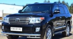 23 799 р. Защита переднего бампера (2 трубы Ø76 и 42 мм, нержавейка) SLITKOFF  Toyota Land Cruiser  200 (2012-2015) 1-ый рестайлинг  с доставкой в г. Майкоп. Увеличить фотографию 2