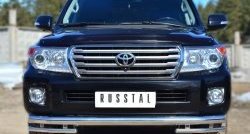 23 799 р. Защита переднего бампера (2 трубы Ø76 и 42 мм, нержавейка) SLITKOFF  Toyota Land Cruiser  200 (2012-2015) 1-ый рестайлинг  с доставкой в г. Майкоп. Увеличить фотографию 4