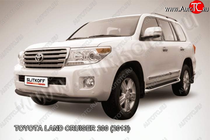 9 999 р. защита переднего бампера Slitkoff Toyota Land Cruiser 200 1-ый рестайлинг (2012-2015) (Цвет: серебристый)  с доставкой в г. Майкоп