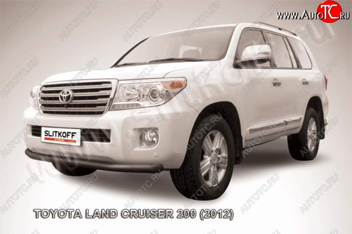 9 999 р. Защита переднего бампер Slitkoff Toyota Land Cruiser 200 1-ый рестайлинг (2012-2015) (Цвет: серебристый)  с доставкой в г. Майкоп