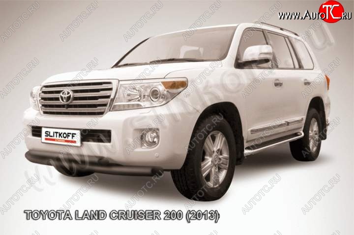 14 949 р. Защита переднего бампер Slitkoff Toyota Land Cruiser 200 1-ый рестайлинг (2012-2015) (Цвет: серебристый)  с доставкой в г. Майкоп